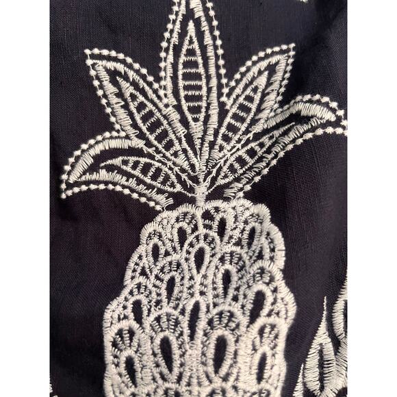 NWT FARM RIO X ANTHROPOLOGIE Jackie Embroidered Romper shorts Sz Xs Navy/White - Picture 9 of 11